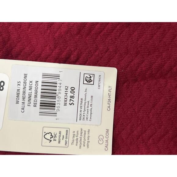 CALIA Women's Herringbone Funnel Neck Sweatshirt in red new - Picture 4 of 6